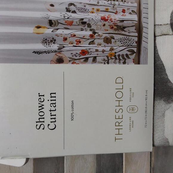 Floral Wave Shower Curtain White | Threshold - Picture 3 of 7